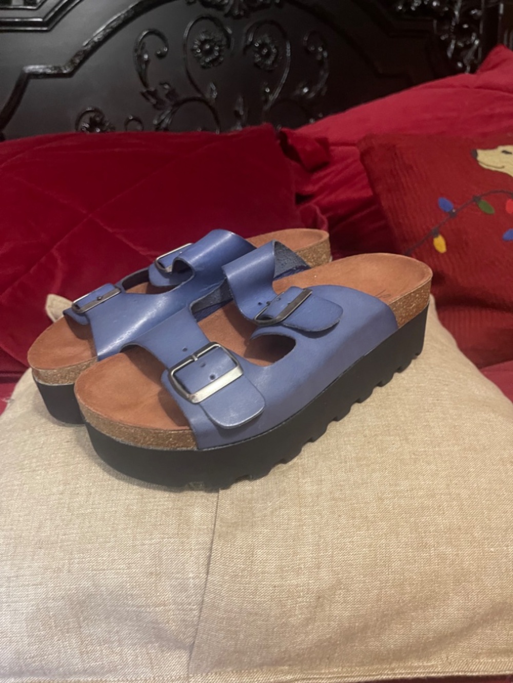 Sixty seven Blue leather platform sandals - Picture 3 of 9